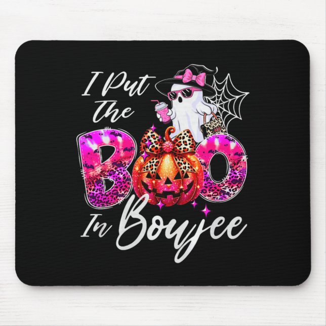 I Put The Boo In Boujee Cute Leopard Boujie Ghost  Mouse Pad (Front)
