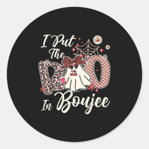 I Put The Boo In Boujee Cute Leopard Retro Ghost H Classic Round Sticker