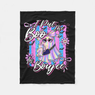 I Put The Boo In Boujee Funny Leopard Boujie Ghost Fleece Blanket