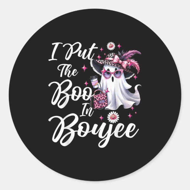 I Put The Boo In Boujee Ghost Funny Nk Leopard Hal Classic Round Sticker (Front)