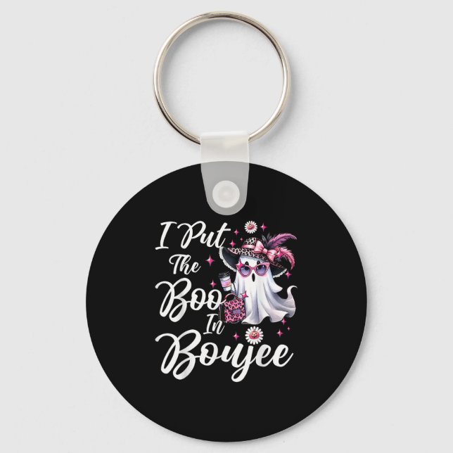 I Put The Boo In Boujee Ghost Funny Nk Leopard Hal Keychain (Front)