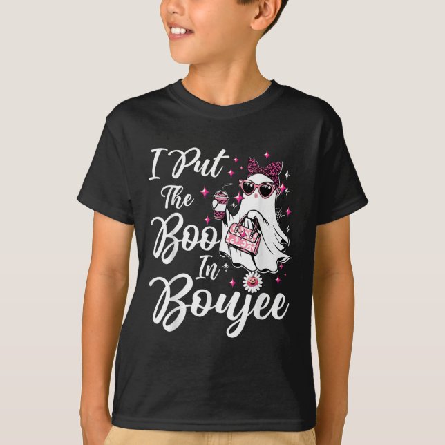 I Put The Boo In Boujee Ghost Funny Nk Leopard Hal T-Shirt (Front)