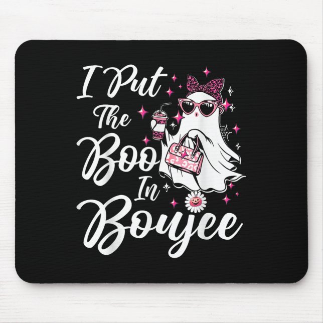 I Put The Boo In Boujee Ghost Funny Pink Leopard H Mouse Pad (Front)