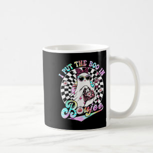I Put The Boo In Boujee Ghost Retro Zebra Leopard  Coffee Mug