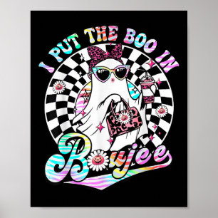I Put The Boo In Boujee Ghost Retro Zebra Leopard Poster