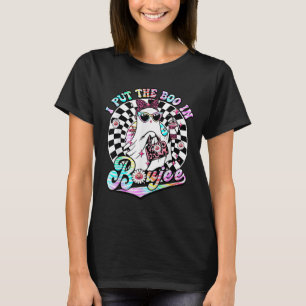 I Put The Boo In Boujee Ghost Retro Zebra Leopard  T-Shirt