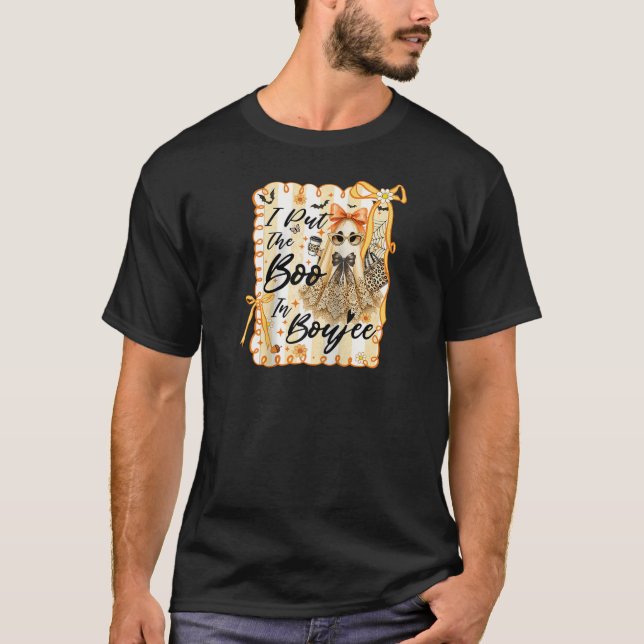I Put The Boo in Boujee Lace Coquette Bow Boujie H T-Shirt (Front)
