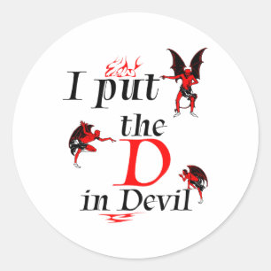 I Put The D In Devil Matching Couple Funny Hallowe Classic Round Sticker