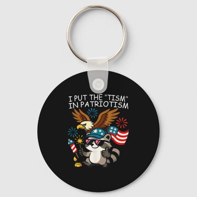 I Put The Tism In Patriotism Athletic Eagle  Keychain (Front)