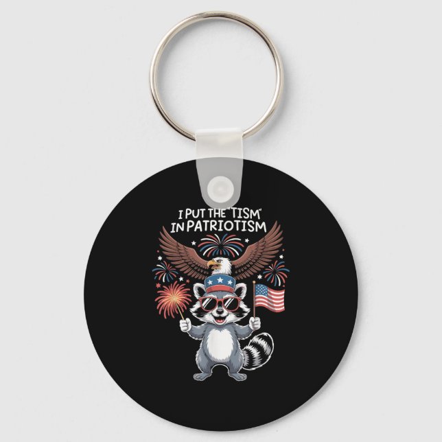 I Put The Tism In Patriotism Athletic Eagle  Keychain (Front)