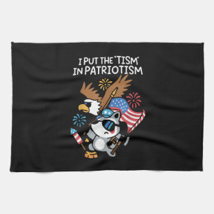 I Put The Tism in Patriotism Athletic Eagle Kitchen Towel