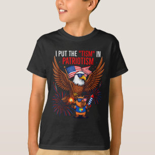 I Put The Tism In Patriotism Athletic Eagle Tism F T-Shirt