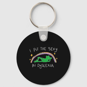 I Put The Y In Dyslexia Funny Cute Frog  Keychain