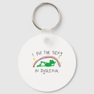I Put The Y In Dyslexia Funny Cute Frog Saying Quo Keychain