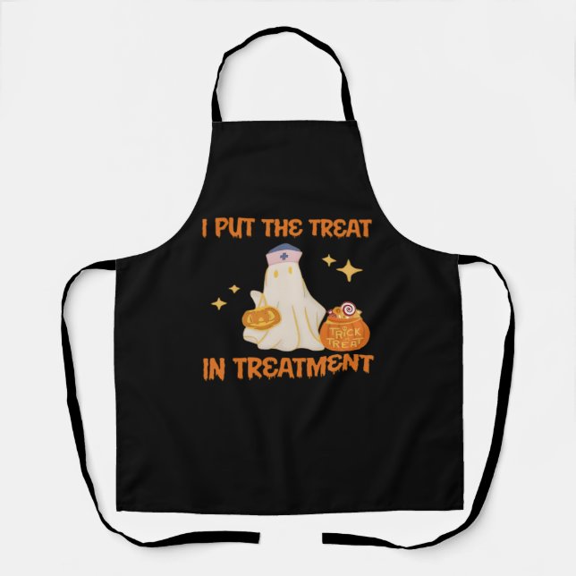 I Put Treat In Treatment Retro Funny Nurse Doctor  Apron (Front)