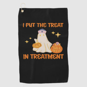 I Put Treat In Treatment Retro Funny Nurse Doctor  Golf Towel