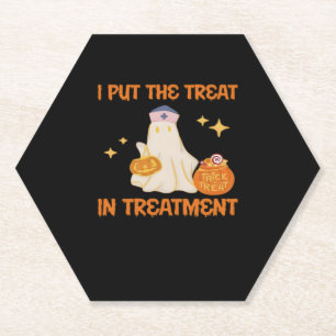 I Put Treat In Treatment Retro Funny Nurse Doctor Paper Coaster