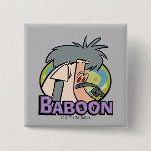 I.R. Baboon Character Badge 2 Inch Square Button