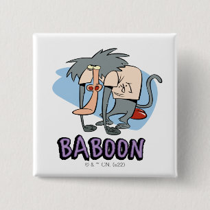 I.R. Baboon Character Graphic 2 Inch Square Button