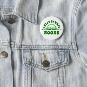 I rad banned book Green text design button