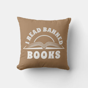 I rad banned book white text design throw pillow