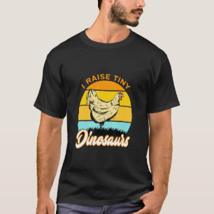 I Raise Tiny Dinosaurs Retro Sunset Chicken T-Shirt
