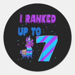 I Ranked Up To 7 Video Game 7th Birthday Llama Pin Classic Round Sticker