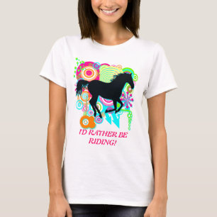 I RATHER BE RIDING! Galloping Horse Silhouette Art T-Shirt