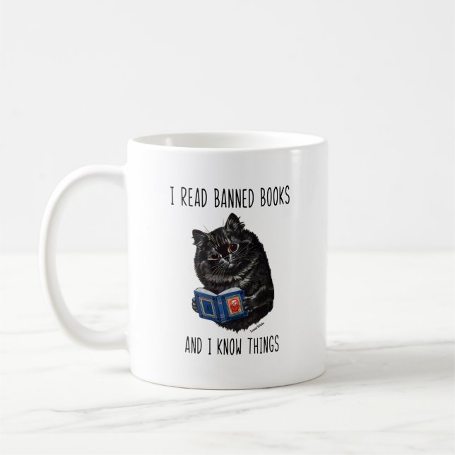 I Read Banned Books And I Know Things-Louis Wain   Coffee Mug (Left)