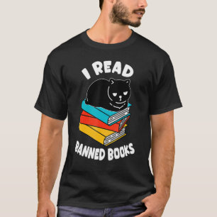 I Read Banned Books Black Cat Reader Bookworm Wom T-Shirt