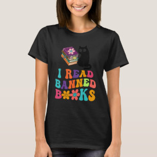 I Read Banned Books Black Cat Reader Bookworm Wome T-Shirt