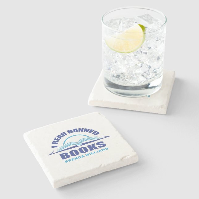 I read banned books custom name coaster (Side)