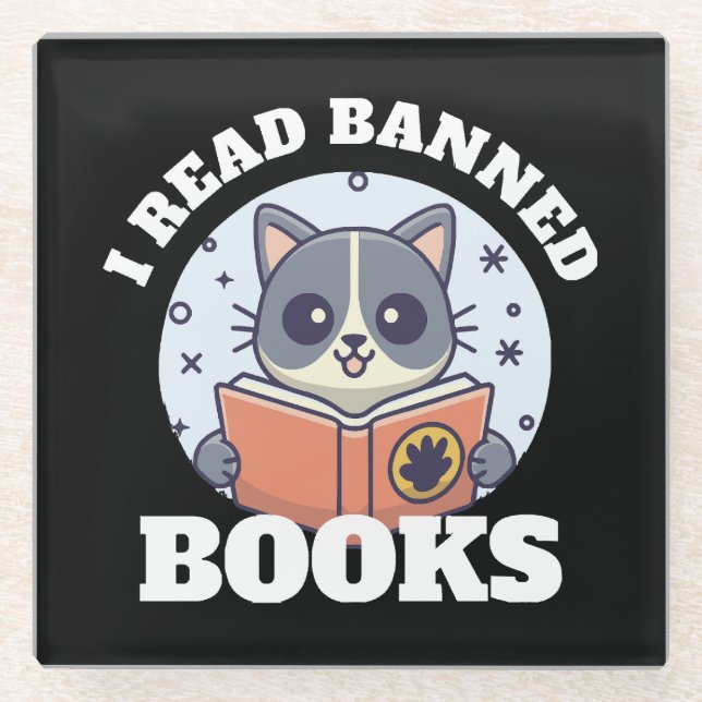 I read banned books glass coaster (Front)