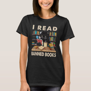 I Read Banned Books Humour Unpleasant Black Cat Bo T-Shirt
