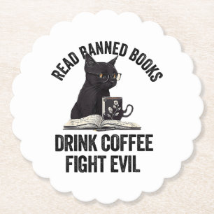 I Read Banned Books Lover BookWorm Love Banned Boo Paper Coaster