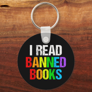 I Read Banned Books Rainbow Keychain