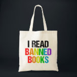 I Read Banned Books Rainbow Tote Bag<br><div class="desc">I read banned books. A cool rainbow tote bag for people who like reading LGBTQ novels and other things that have been removed from the school library. A cute liberal gift.</div>