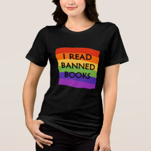 I Read Banned Books Rainbow Tri-Blend Shirt