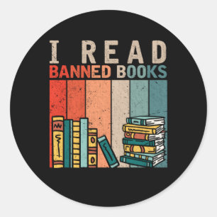I Read Banned Books Reader Bookworm Classic Round Sticker