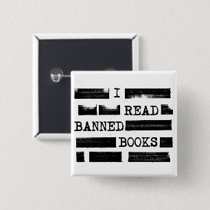 I Read Banned Books Redacted 2 Inch Square Button