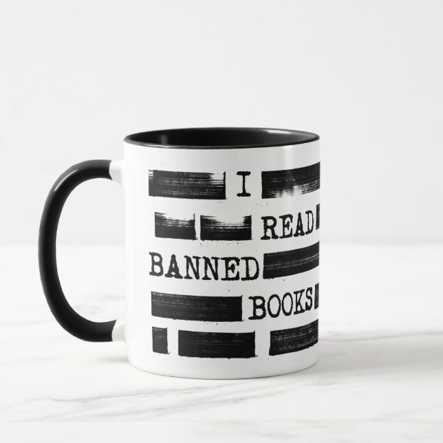 I Read Banned Books Redacted Mug (Left)