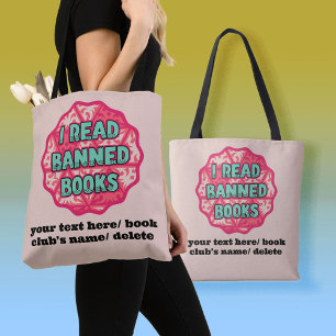 I Read Banned Books Retro Vintage Custom Text Tote Bag