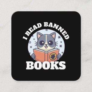 I read banned books square business card