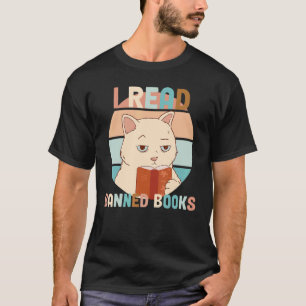 I Read Banned Books Tshirt Black Cat Reader Bookwo