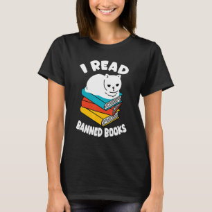 I Read Banned Books Tshirt Black Cat Reader Bookwo