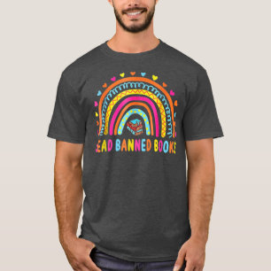 I Read Banned Books Vintage Rainbow Reading Book L T-Shirt