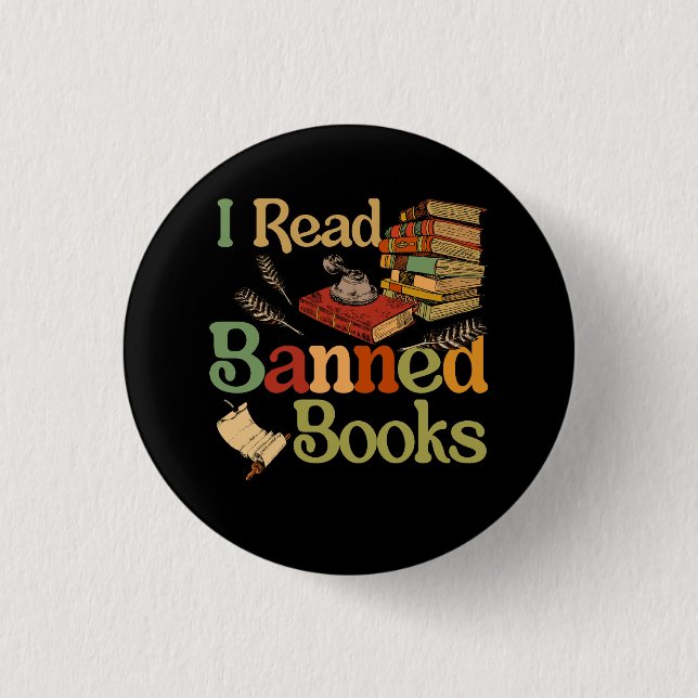 I Read Banned Books Week Librarian Freadom Reader  1 Inch Round Button (Front)