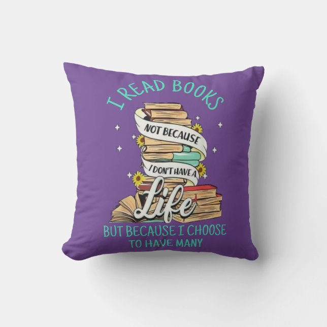I read books  throw pillow (Front)