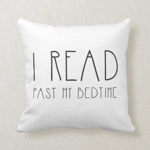 I read past my bedtime simple text throw pillow