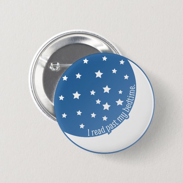 I Read Past My Bedtime Stylized Graphic Pin Button (Front & Back)